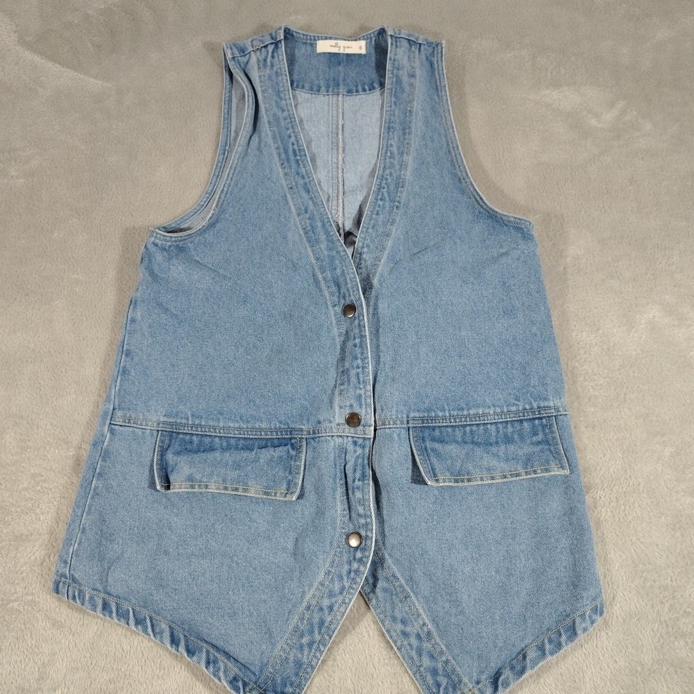 Molly Green Denim Vest Ladies S Blue Country Festival Ranch Rodeo Y2k Comfort